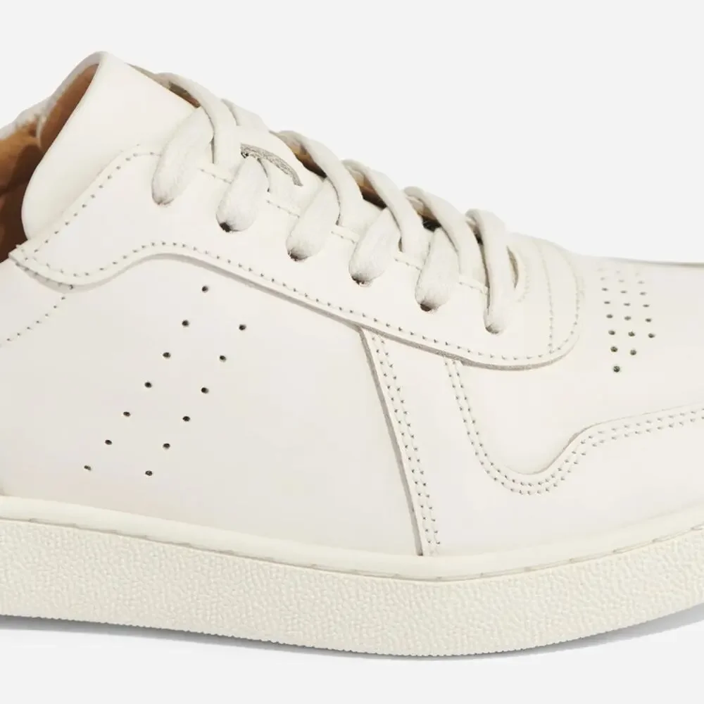 Nisolo Cream White Leather Sneakers with Tan Heel